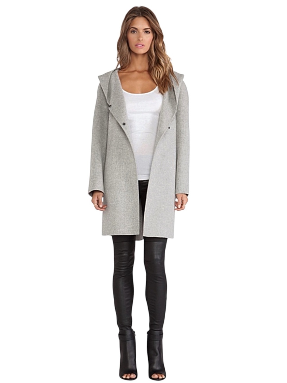 Vince Gray Wool Hooded Coat